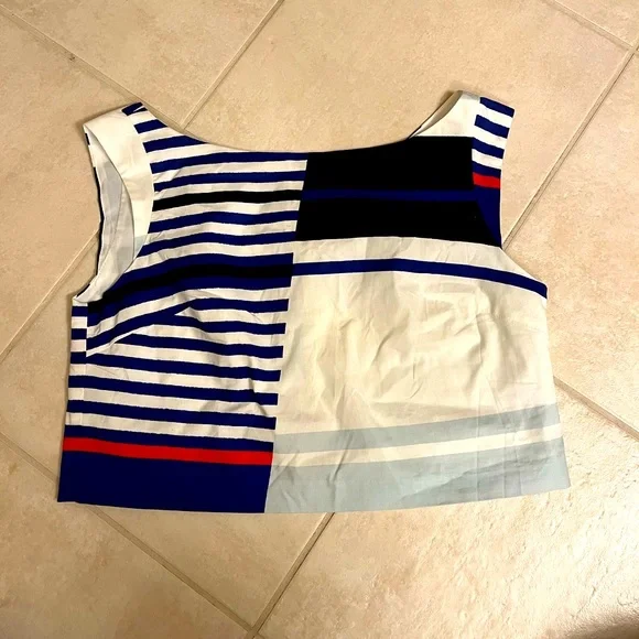 Milly cap sleeve crop top back zip nautical 4 like new - Picture 1 of 4